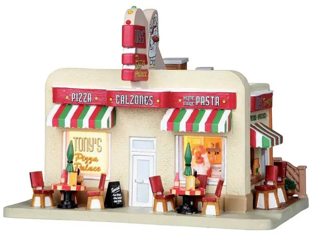 lemax-tony-s-pizza-palace-b-timent-miniature-de-village-anim image 1