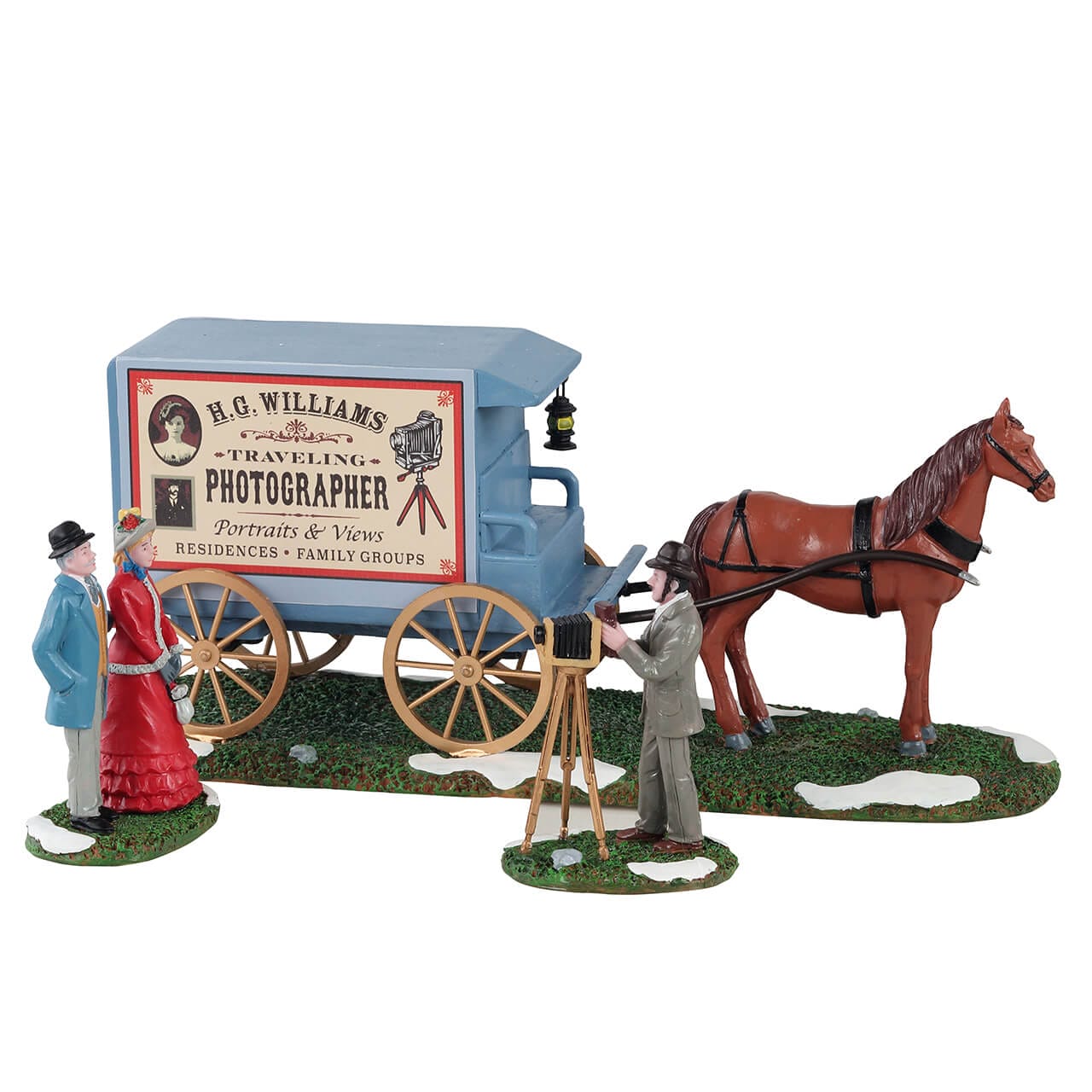 lemax-traveling-photographer-wagon-chariot-miniature-caddington image 1