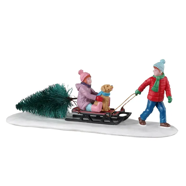 lemax-bringing-home-our-tree-figurine-miniature-famille-sapin-vail-village image 1