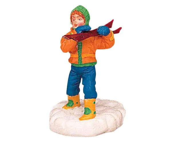 lemax-toting-skis-figurine-miniature-skis image 1