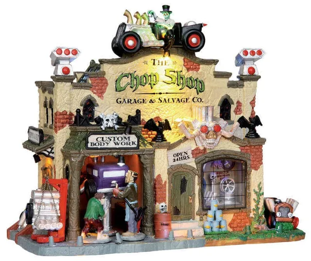 lemax-the-chop-shop-garage-and-salvage-co-garage-lumineux-spooky-town image 1