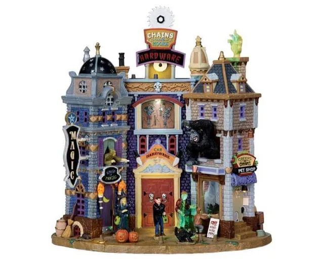 lemax-spooky-towne-square-b-timent-miniature-lumineux-halloween image 1