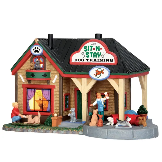 lemax-sit-n-stay-dog-training-figurine-miniature-dressage image 1