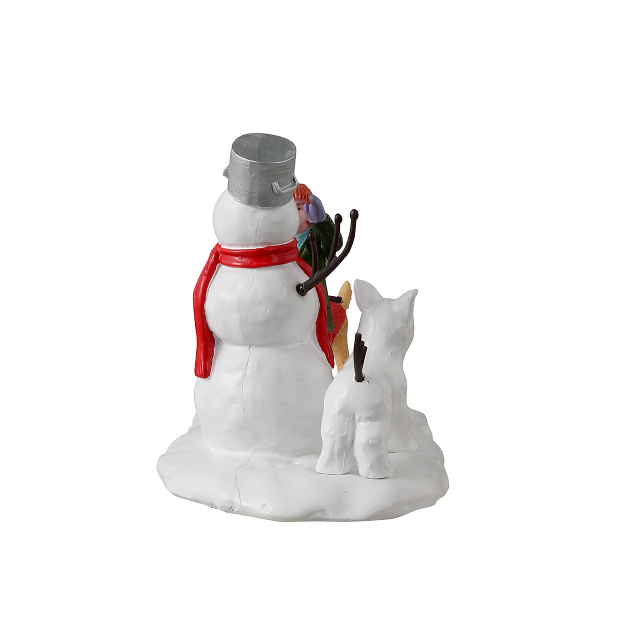 lemax-doggone-winter-fun-figurine-miniature-fillette-et-bonhomme-de-neige image 2