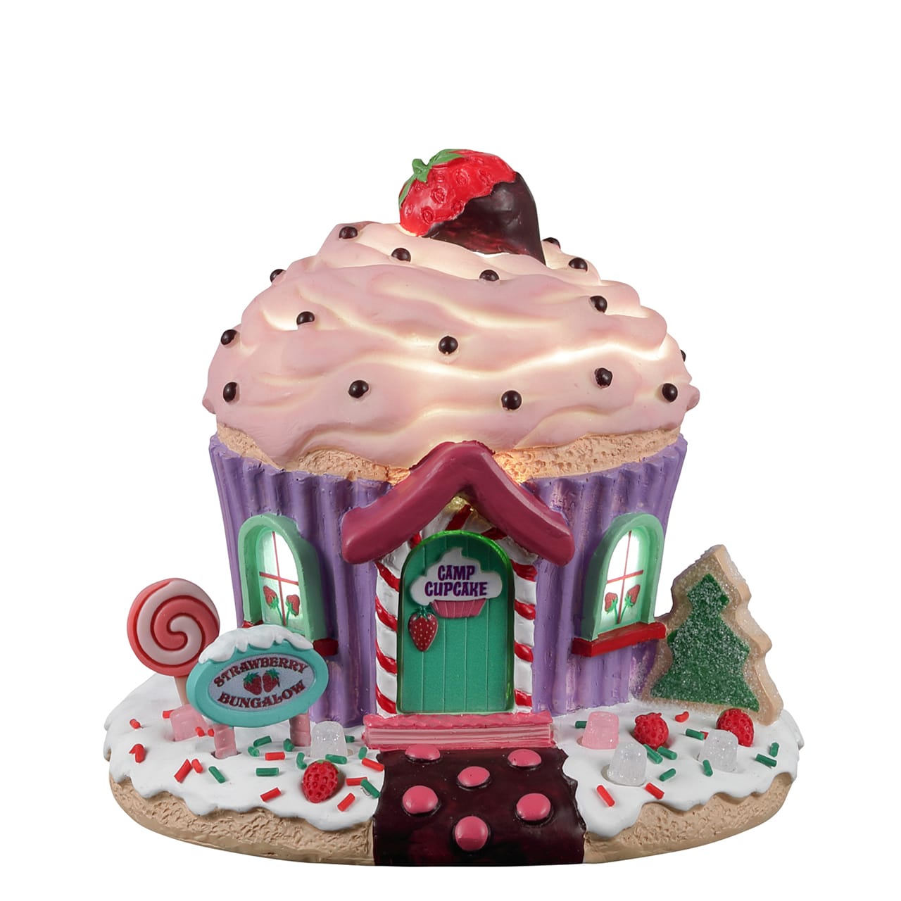 lemax-strawberry-bungalow-maison-miniature-camp-cupcake image 1
