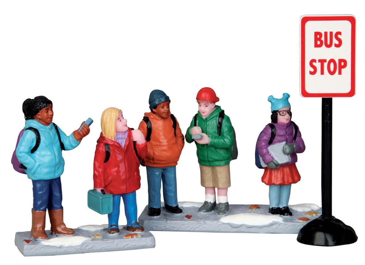 lemax-bus-stop-set-of-3-accessoires-miniatures-village image 1