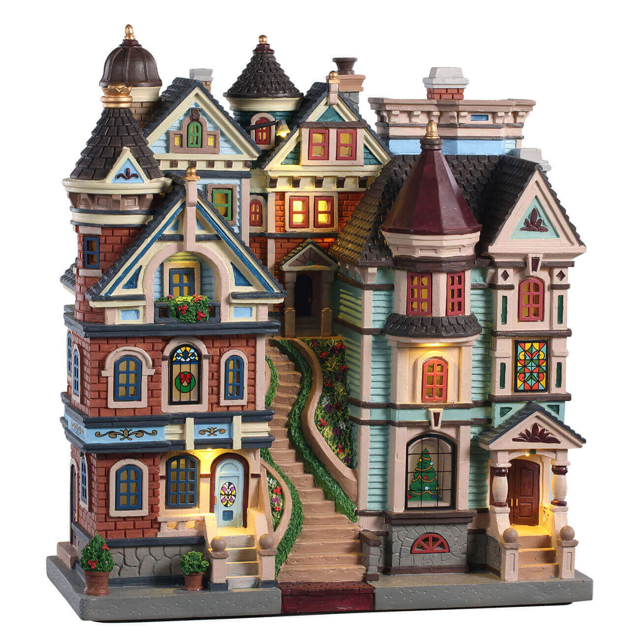 lemax-houses-on-a-hill-maisons-sur-colline-d-cor-village-miniature image 1