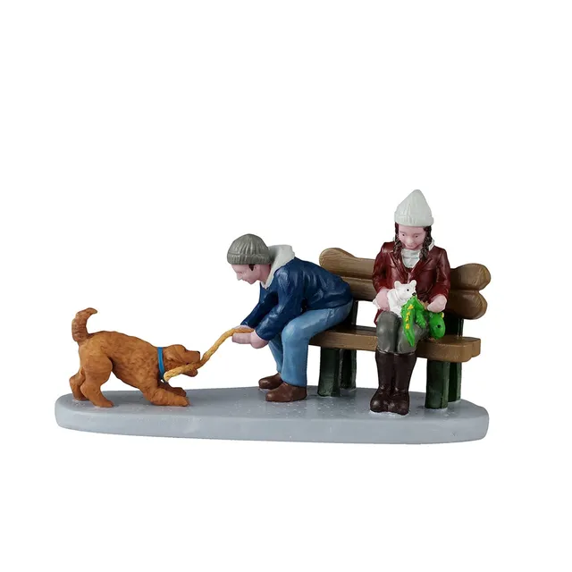 lemax-playful-pups-figurine-chiens-joueurs-village-miniature image 1