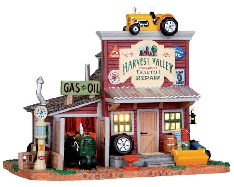lemax-harvest-valley-tractor-repair-b-timent-miniature-ferme image 1