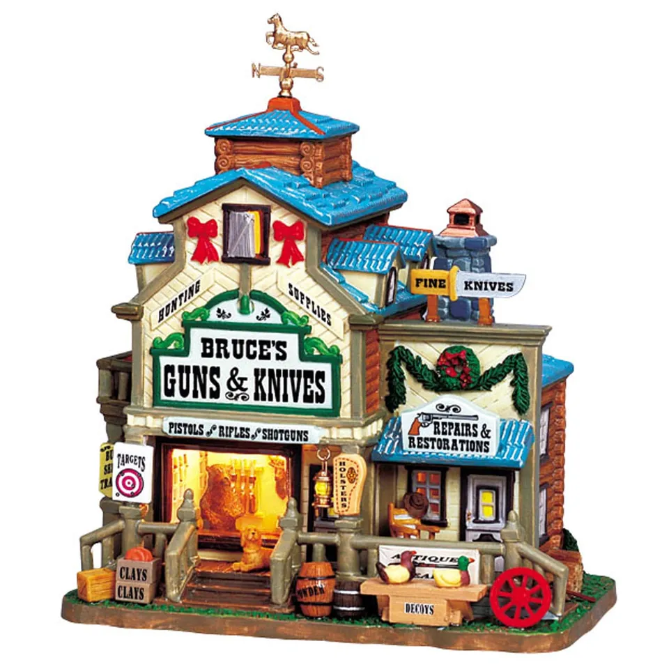 lemax-bruce-s-gun-and-knife-shop-b-timent-miniature-snow-village image 1
