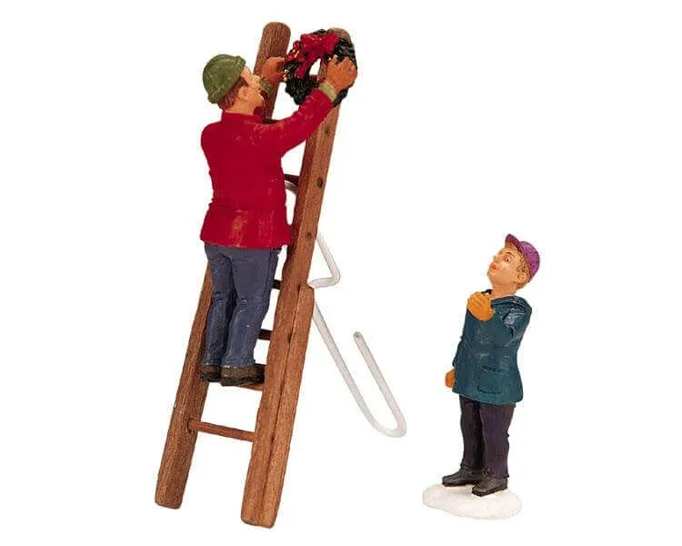 lemax-hanging-the-wreath-figurine-miniature-no-l image 1