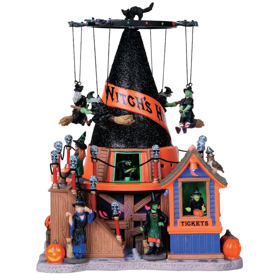 lemax-witch-s-hat-man-ge-miniature-sorci-res-volantes-anim image 1