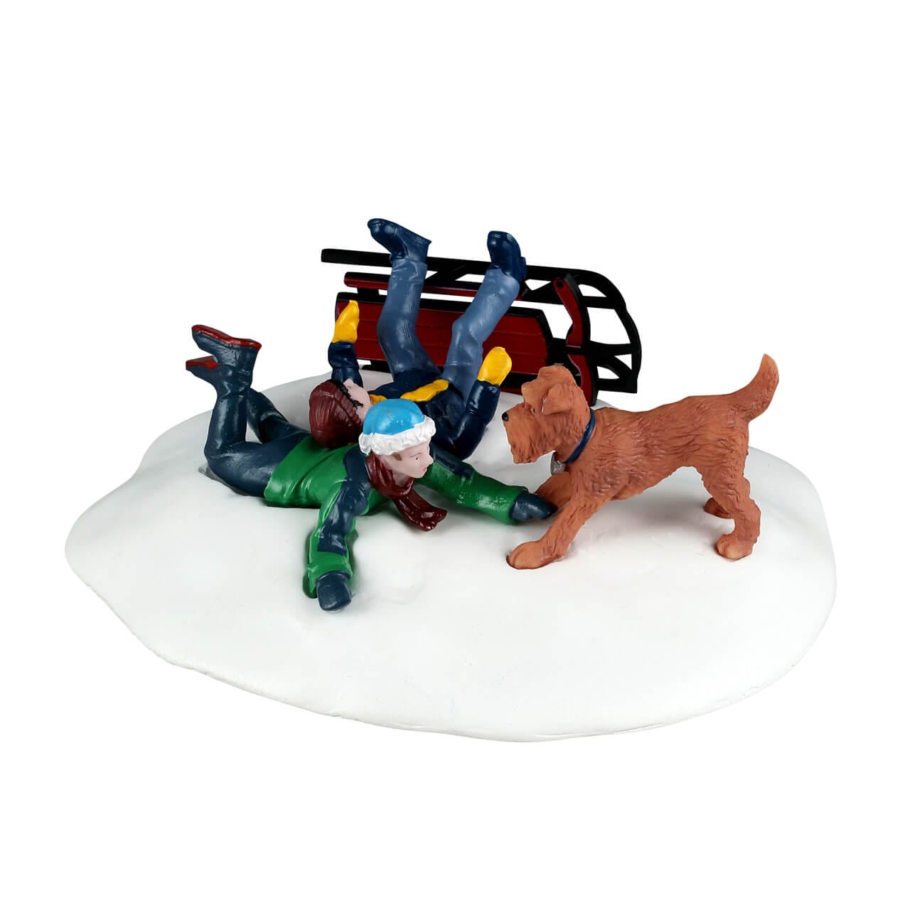 lemax-winter-wipeout-figurine-village-miniature-tra-neau-enfants-et-chien image 1