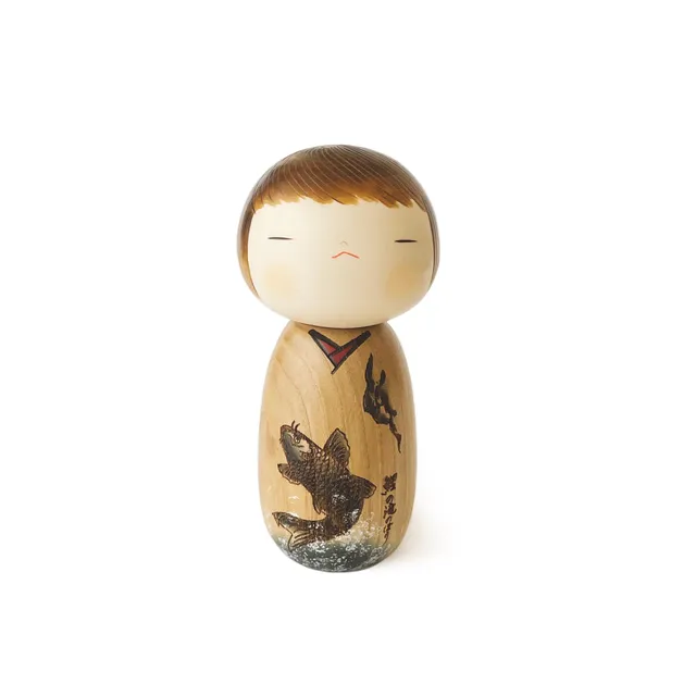 usaburo-kokeshi-koi-no-takinobori-carpe-figurine-artisanale-21-cm image 1