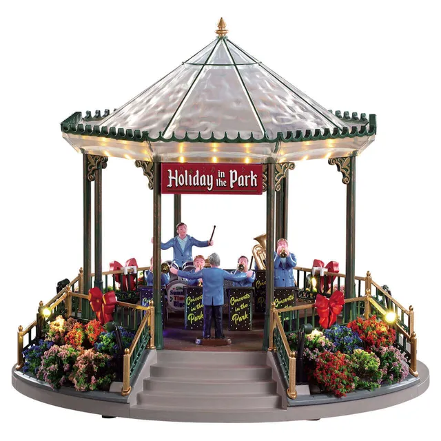 lemax-holiday-garden-green-bandstand-kiosque-lumineux image 1