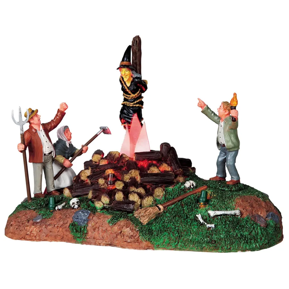 lemax-witch-burning-d-cor-lumineux-b-cher-de-sorci-re-spooky-town image 1