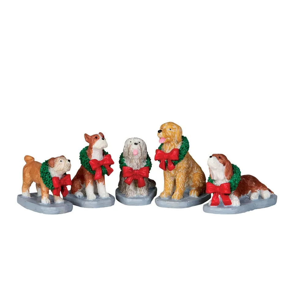 lemax-christmas-pooch-set-of-5-lot-de-5-figurines-chiens-de-no-l image 1